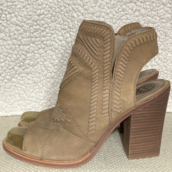 Vince Camaro Women's Taupe Leather Karinta Open Toe Booties Shoes SZ US 10 - Picture 2 of 10